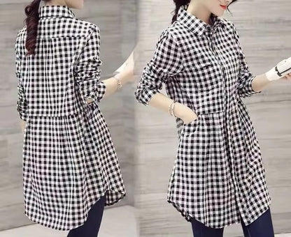 All-match Button Solid Midi Shirt Female 2025